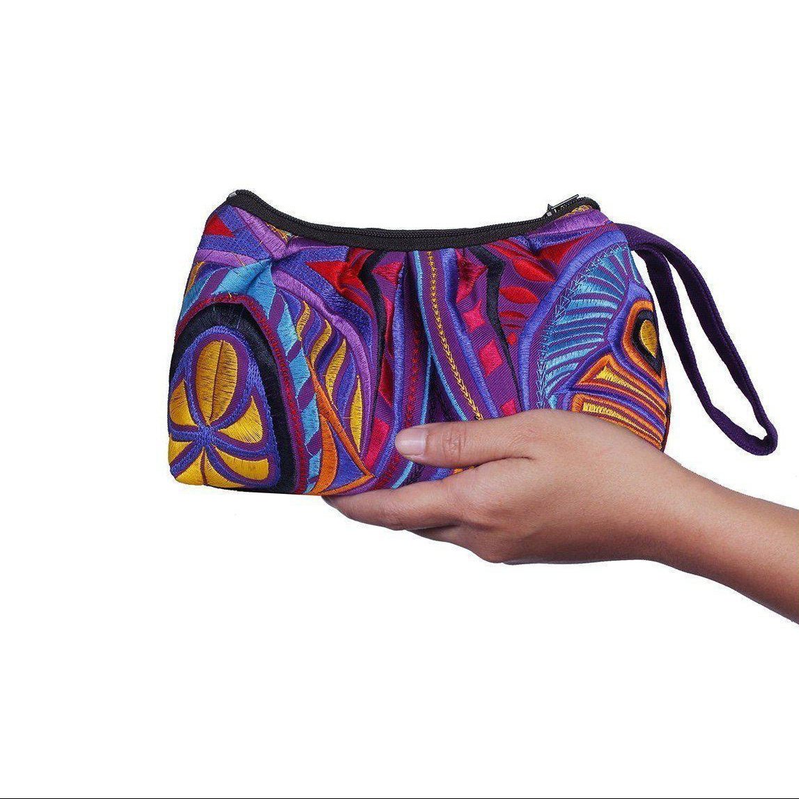 Tahj Small Embroidered Wristlet - Thailand Wristlet La Vie Bien Tahj Small Embroidered Wristlet - Thailand
