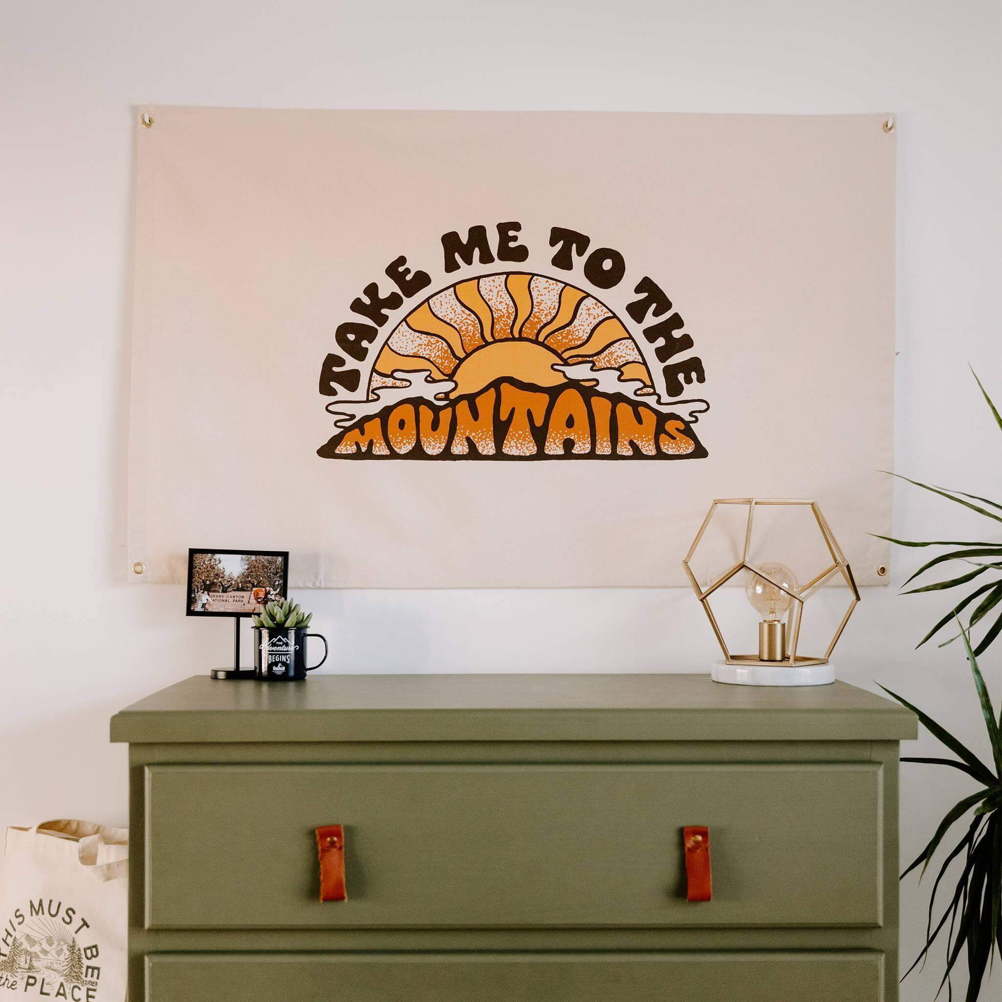 Take Me To The Mountains Canvas Flag Flags La Vie Bien Take Me To The Mountains Canvas Flag