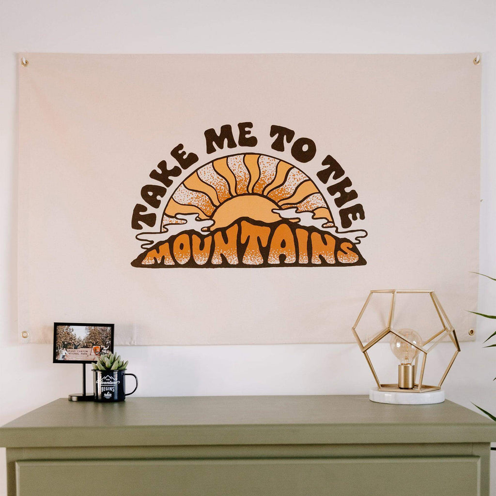 Take Me To The Mountains Canvas Flag Flags La Vie Bien Take Me To The Mountains Canvas Flag