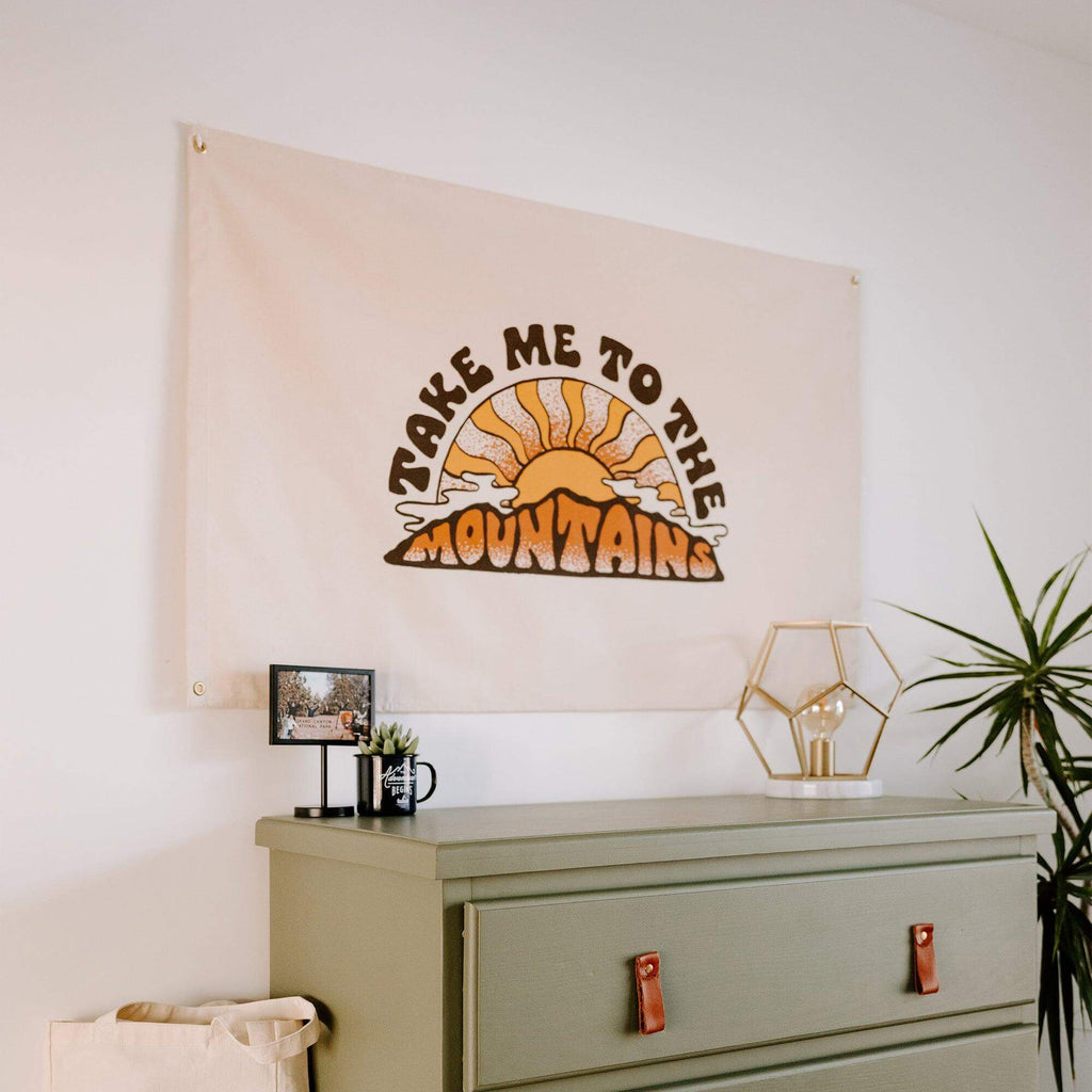 Take Me To The Mountains Canvas Flag Flags La Vie Bien Take Me To The Mountains Canvas Flag