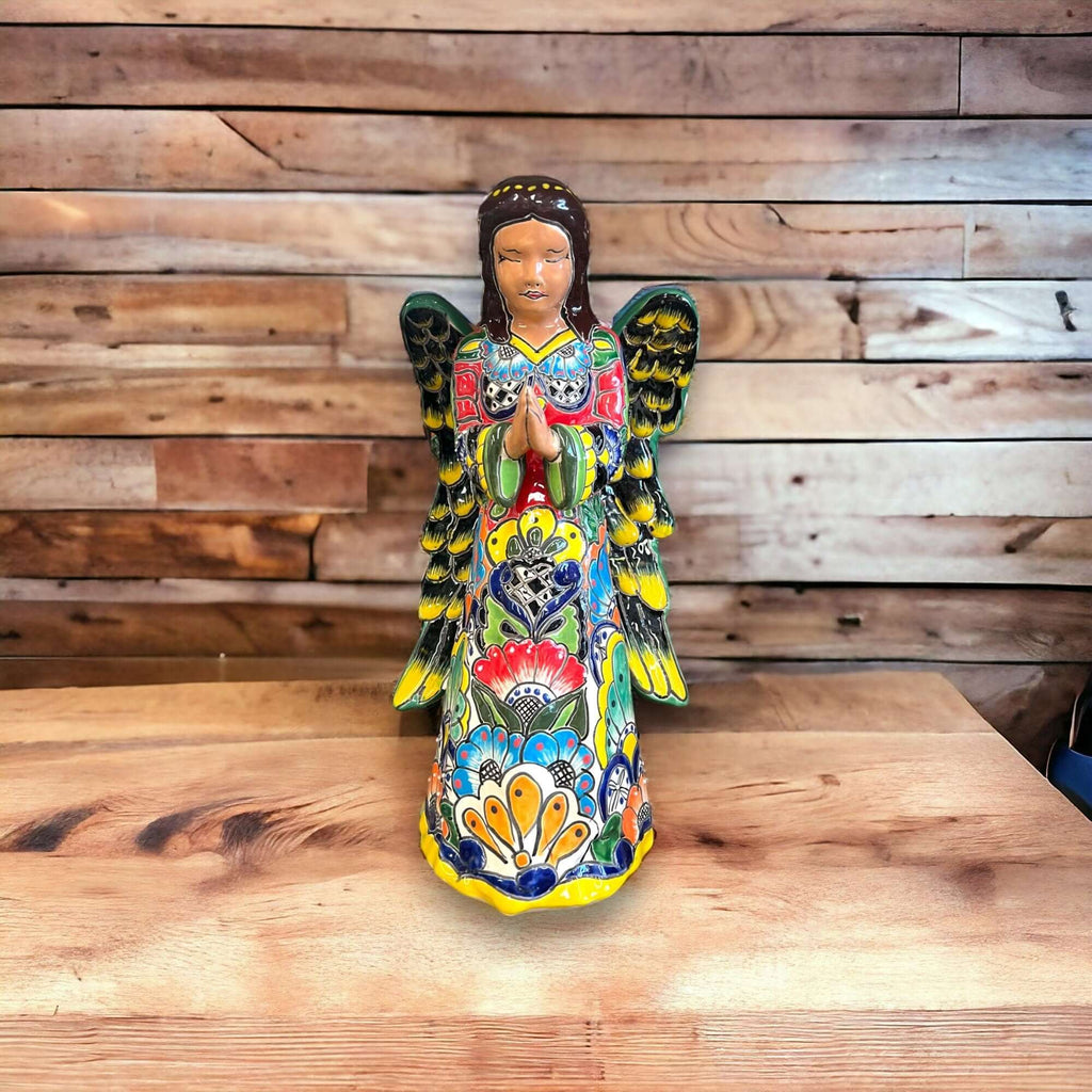 Talavera Angel Statue | Hand-Painted Mexican Ceramic Figurine Talavera Statue La Vie Bien Talavera Angel Statue | Hand-Painted Mexican Ceramic Figurine