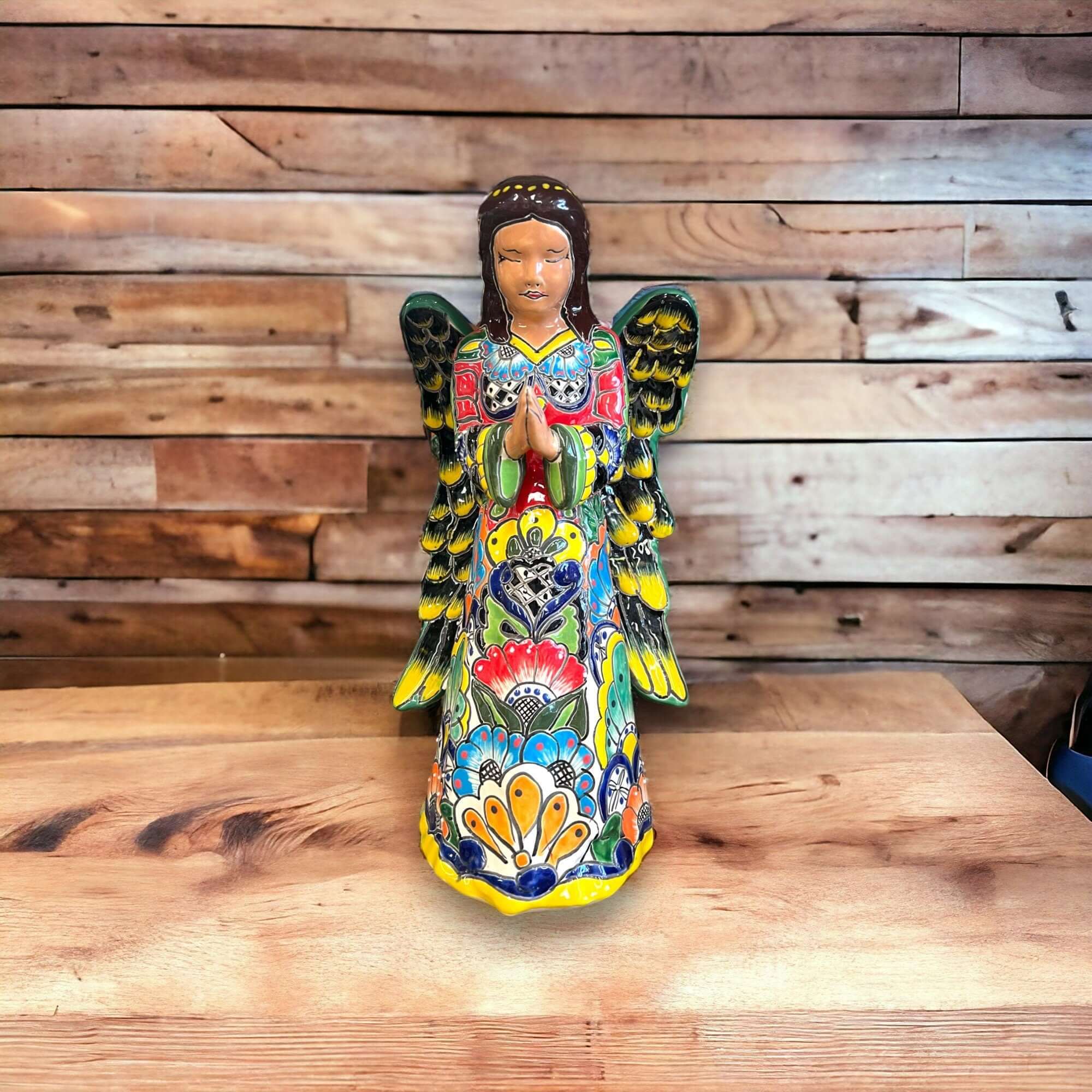 Talavera Angel Statue | Hand-Painted Mexican Ceramic Figurine Talavera Statue La Vie Bien Talavera Angel Statue | Hand-Painted Mexican Ceramic Figurine