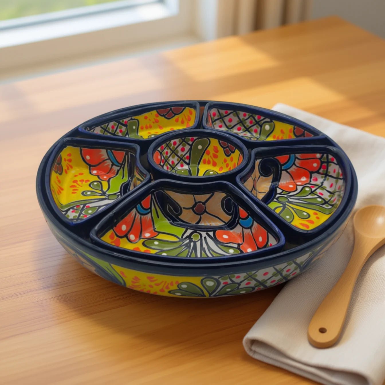Talavera Appetizer Tray Set | Mexican Hand Painted Pottery Talavera Appetizer Tray La Vie Bien Talavera Appetizer Tray Set | Mexican Hand Painted Pottery