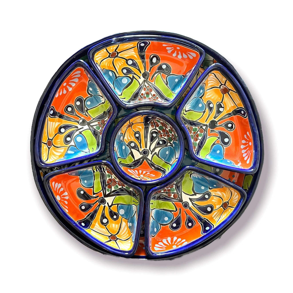 Talavera Appetizer Tray Set | Mexican Hand Painted Pottery Talavera Appetizer Tray La Vie Bien Talavera Appetizer Tray Set | Mexican Hand Painted Pottery