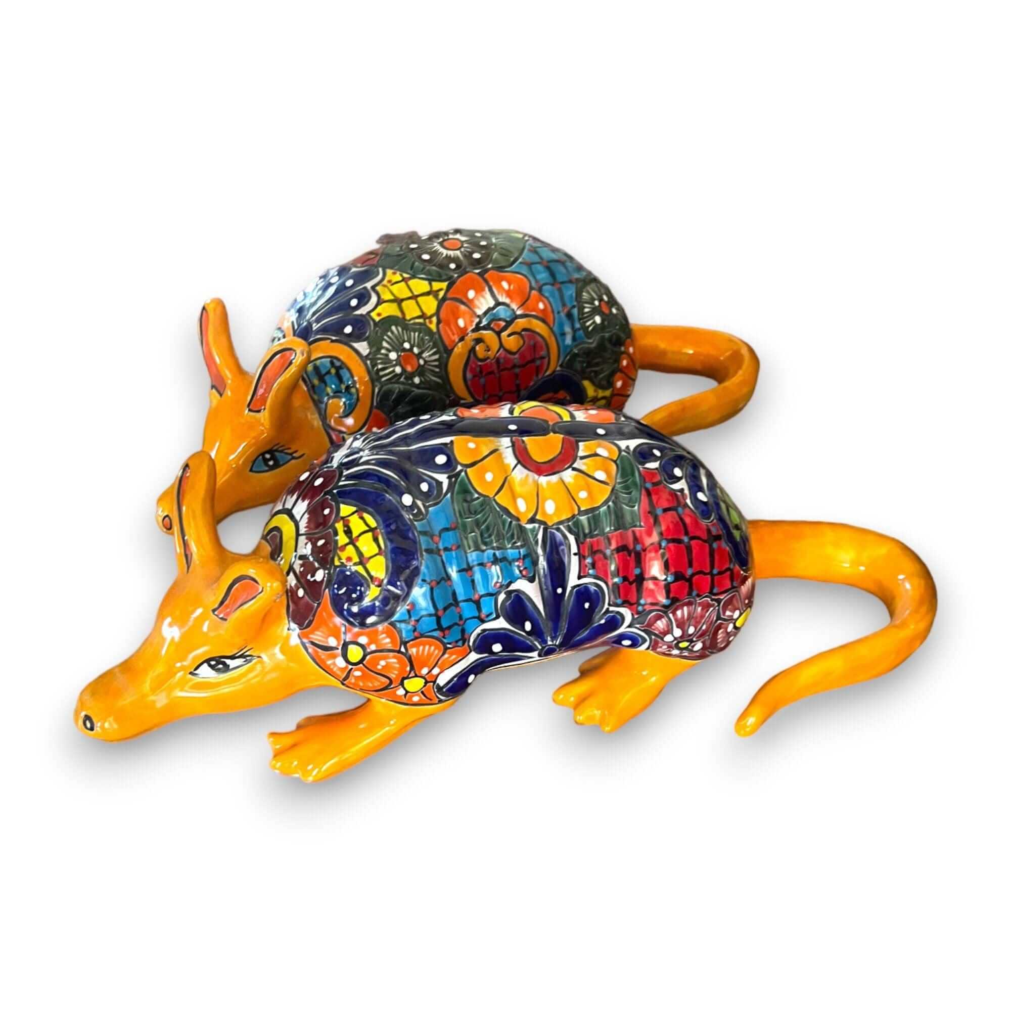 Talavera Armadillo Statue | Hand-Painted Mexican Folk Art Animal Talavera Figurine La Vie Bien Talavera Armadillo Statue | Hand-Painted Mexican Folk Art Animal