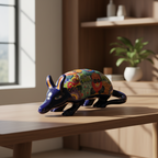 Talavera Armadillo Statue | Hand-Painted Mexican Folk Art Animal