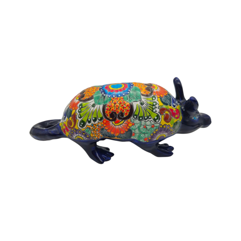 Talavera Armadillo Statue | Hand-Painted Mexican Folk Art Animal