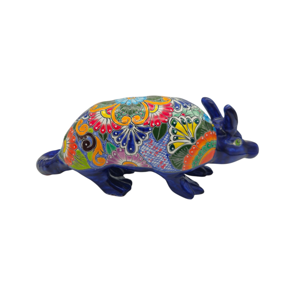 Talavera Armadillo Statue | Hand-Painted Mexican Folk Art Animal