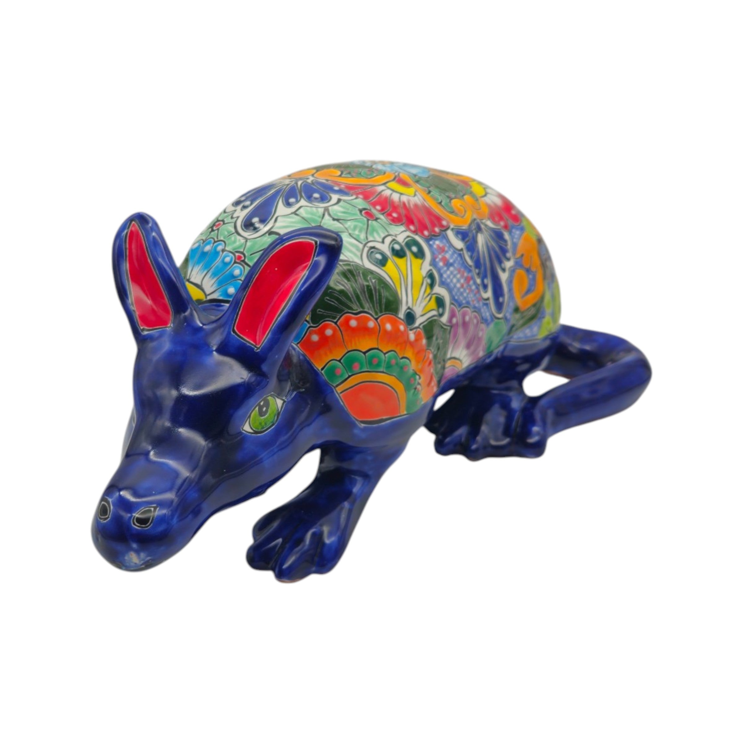 Talavera Armadillo Statue | Hand-Painted Mexican Folk Art Animal