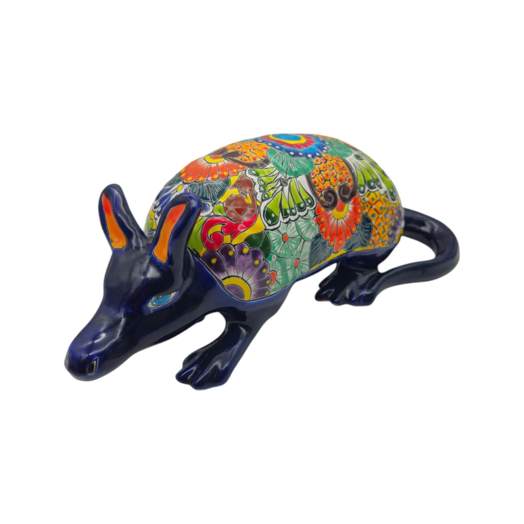 Talavera Armadillo Statue | Hand-Painted Mexican Folk Art Animal