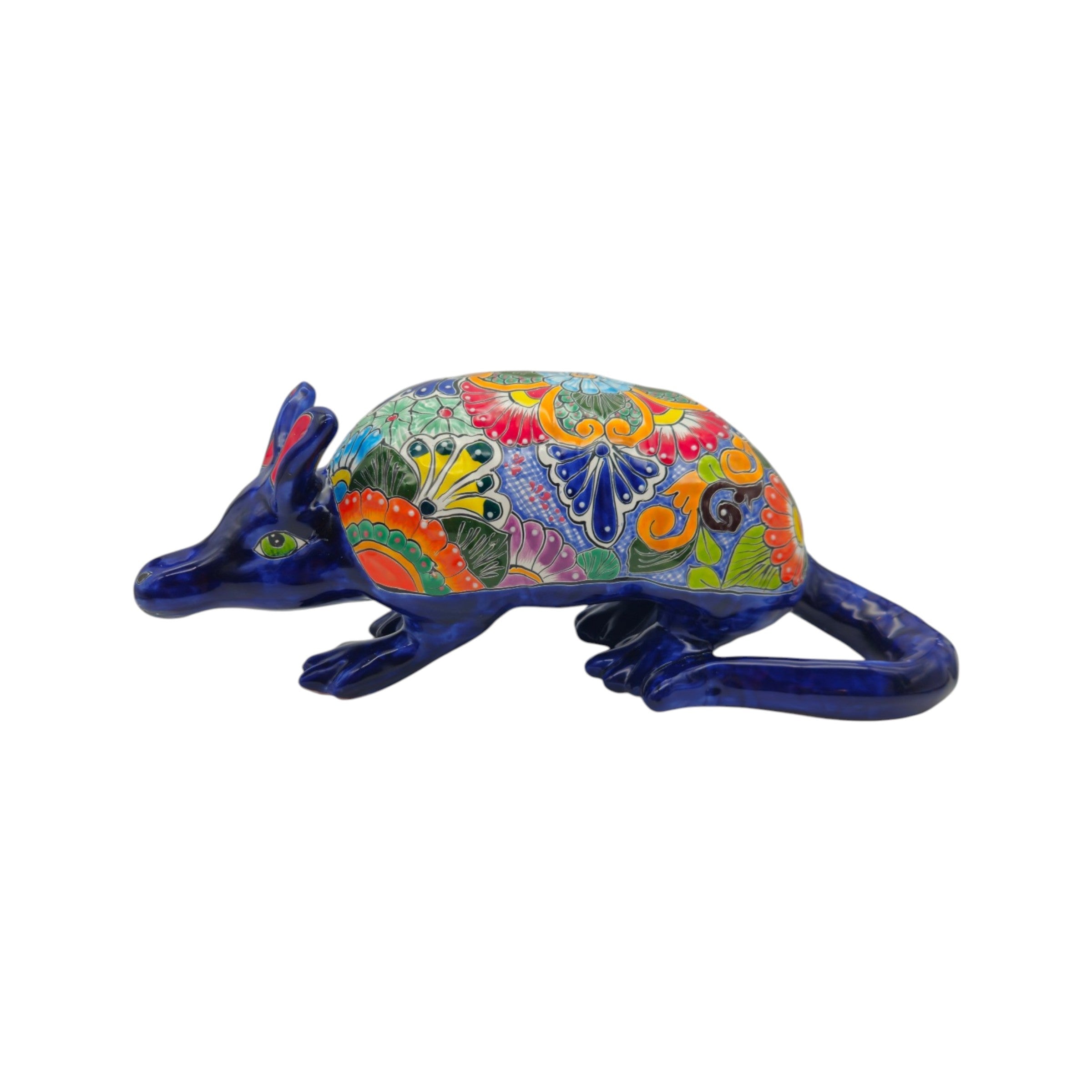 Talavera Armadillo Statue | Hand-Painted Mexican Folk Art Animal