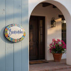 Talavera Bienvenidos Plaque | Hand-Painted Mexican Welcome Sign
