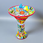 Talavera Bird Bath with Center Ball | Colorful Mexican Garden Art