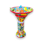 Talavera Bird Bath with Center Ball | Colorful Mexican Garden Art