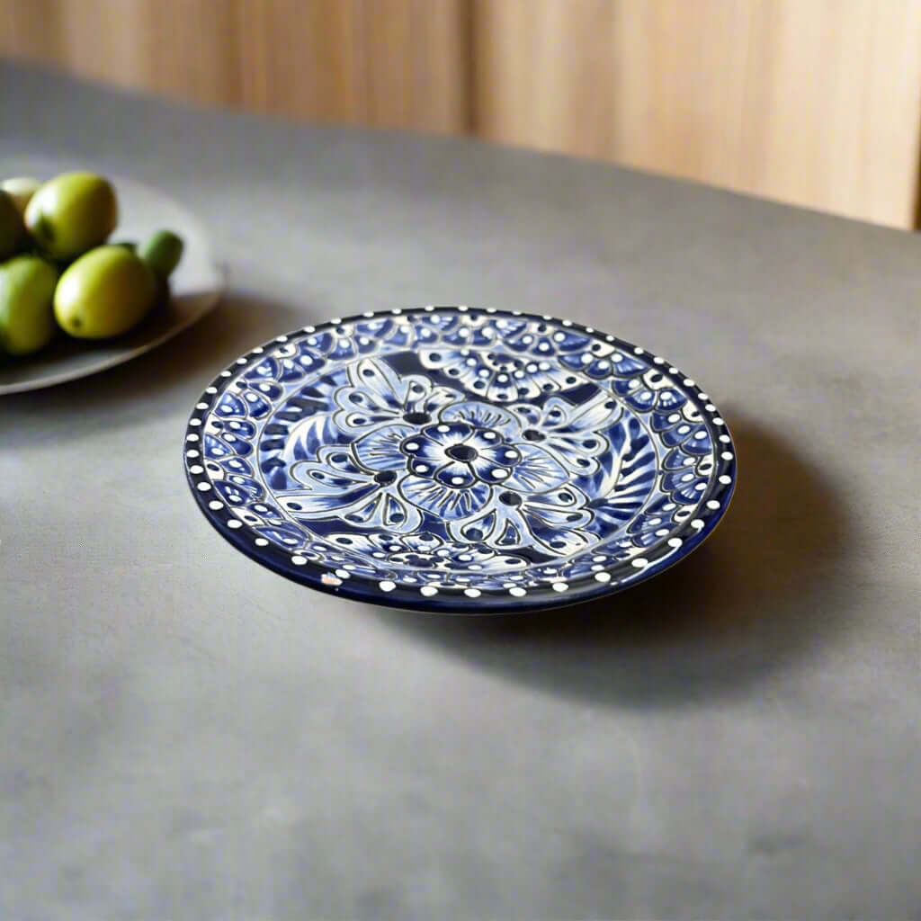 6" Talavera Blue & White Dinner Plate | Mexican Dinnerware
