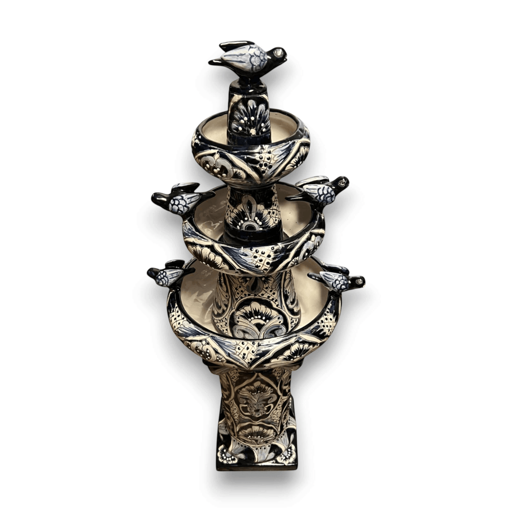 Talavera Blue & White Fountain | Authentic Mexican Ceramic Water Feature Talavera Fountain La Vie Bien Talavera Blue & White Fountain | Authentic Mexican Ceramic Water Feature