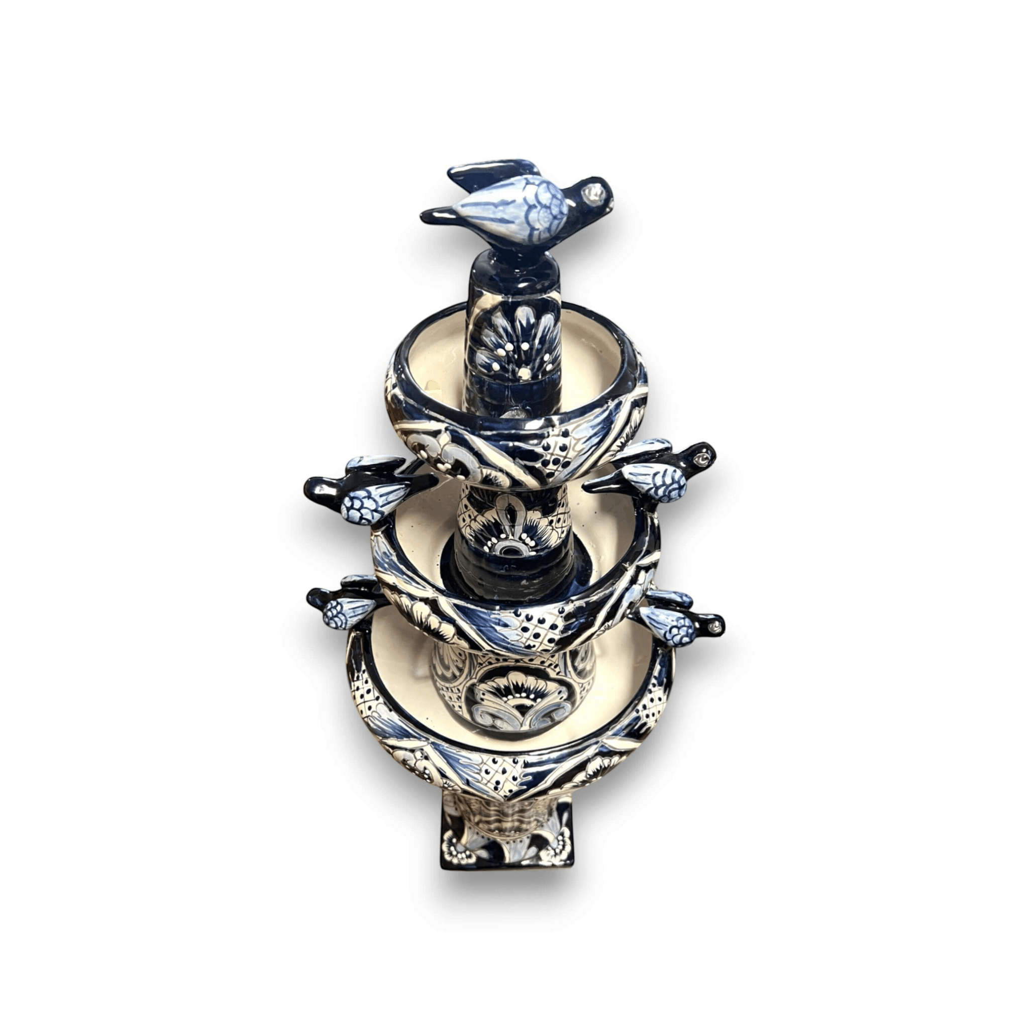 Talavera Blue & White Fountain | Authentic Mexican Ceramic Water Feature Talavera Fountain La Vie Bien Talavera Blue & White Fountain | Authentic Mexican Ceramic Water Feature