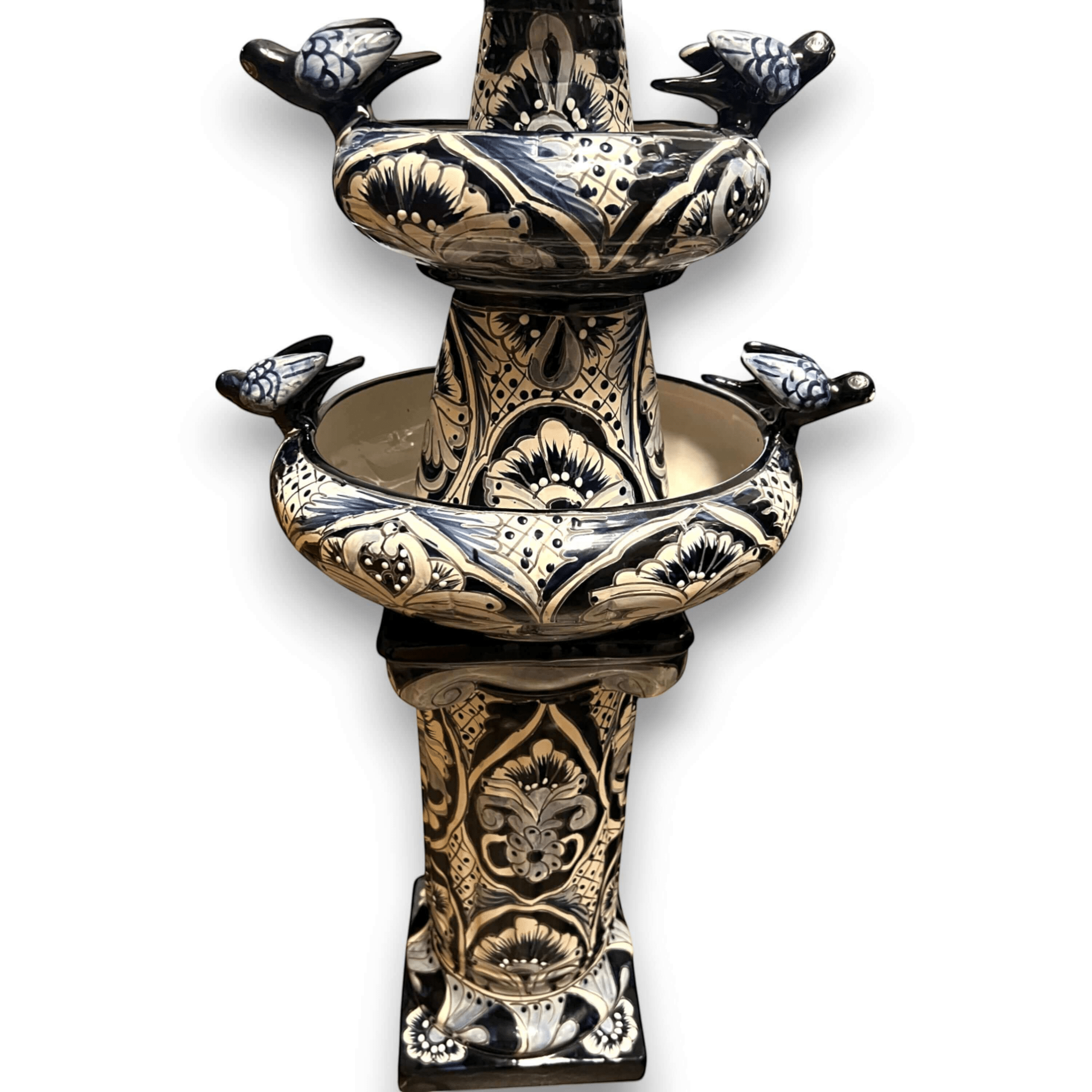 Talavera Blue & White Fountain | Authentic Mexican Ceramic Water Feature Talavera Fountain La Vie Bien Talavera Blue & White Fountain | Authentic Mexican Ceramic Water Feature