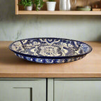 Talavera Oval Serving Platter | Blue & White Mexican Kitchenware