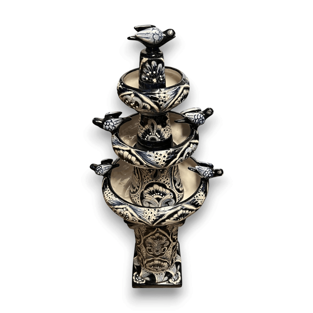 Talavera Blue & White Fountain | Authentic Mexican Ceramic Water Feature