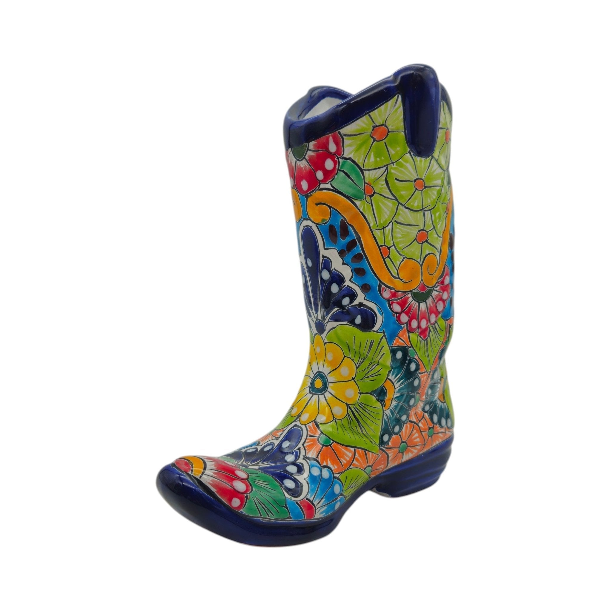 Talavera Boot Planter | Hand-Painted Mexican Flower Pot Art Talavera Planter La Vie Bien Talavera Boot Planter | Hand-Painted Mexican Flower Pot Art