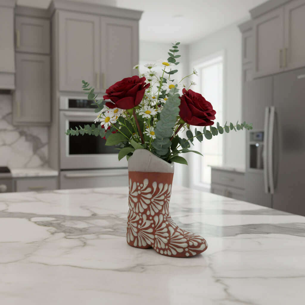 Talavera Boot Planter | Hand - Painted Mexican Pottery Accent Talavera Planter La Vie Bien Talavera Boot Planter | Hand - Painted Mexican Pottery Accent