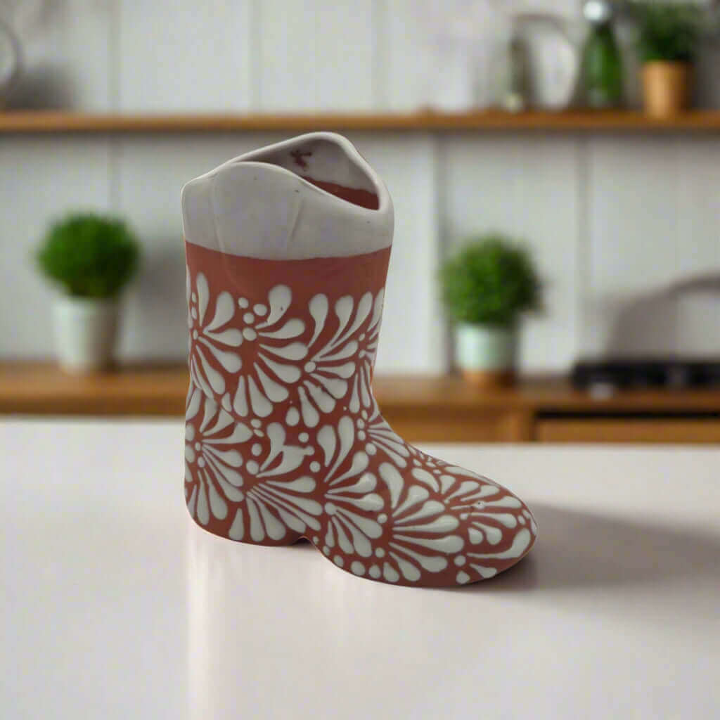 Talavera Boot Planter | Hand - Painted Mexican Pottery Accent Talavera Planter La Vie Bien Talavera Boot Planter | Hand - Painted Mexican Pottery Accent