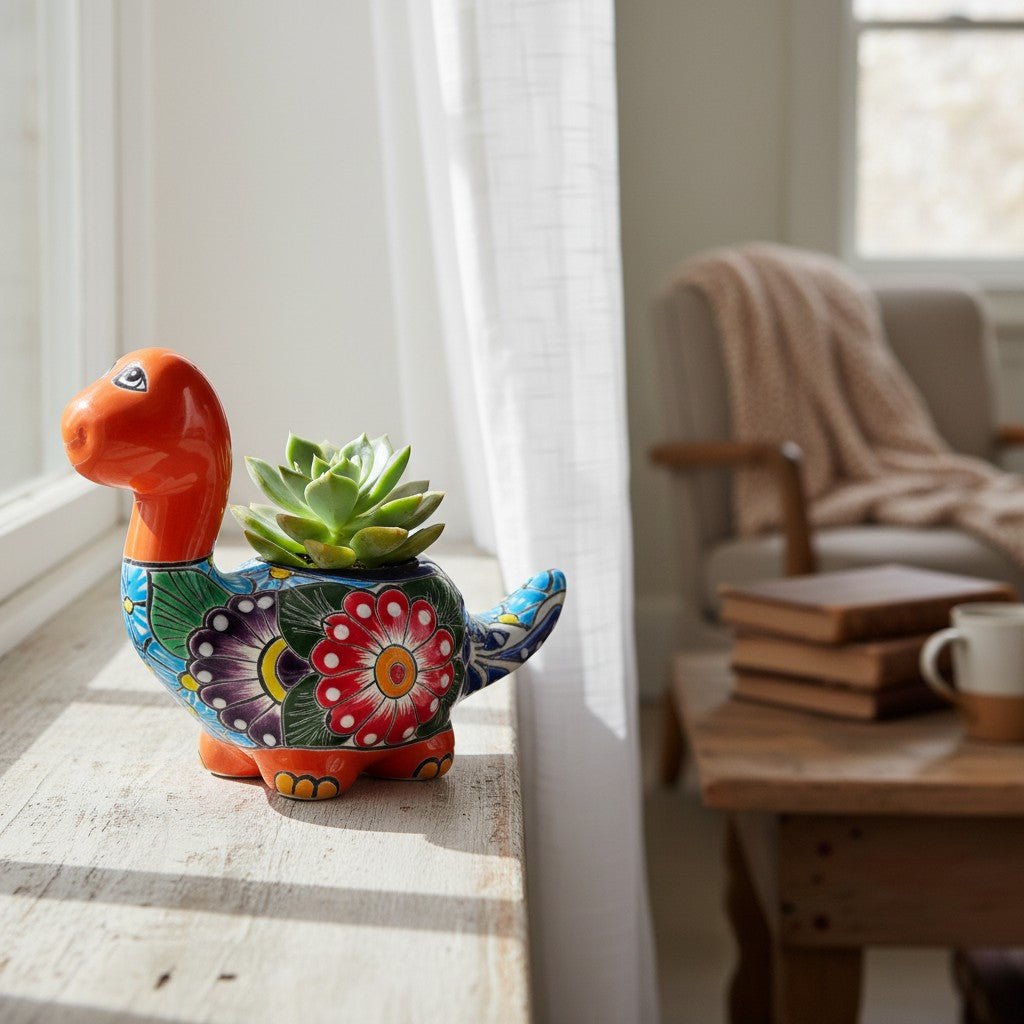 Talavera Brachiosaurus Planter | Colorful Mexican Succulent Pot Talavera Planter La Vie Bien Talavera Brachiosaurus Planter | Colorful Mexican Succulent Pot