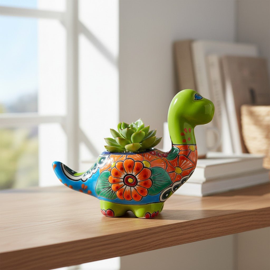 Talavera Brachiosaurus Planter | Colorful Mexican Succulent Pot Talavera Planter La Vie Bien Talavera Brachiosaurus Planter | Colorful Mexican Succulent Pot