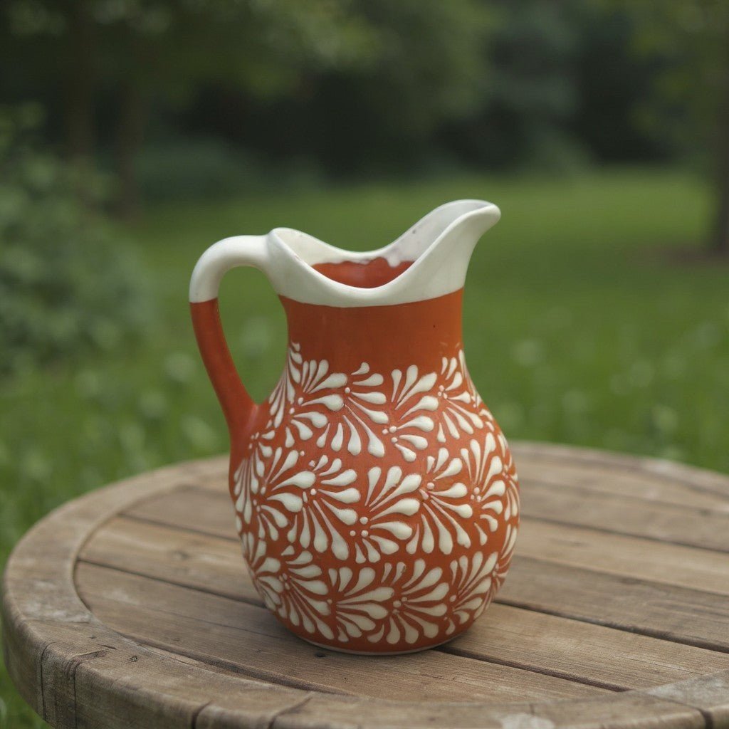 Talavera Brown & White Drinkware Set | Handmade Pitcher & Cups Handmade Pitcher La Vie Bien Talavera Brown & White Drinkware Set | Handmade Pitcher & Cups