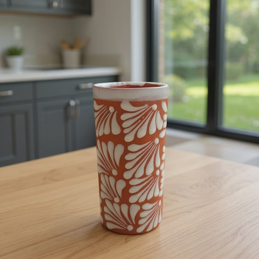 Talavera Brown & White Drinkware Set | Handmade Pitcher & Cups Handmade Pitcher La Vie Bien Talavera Brown & White Drinkware Set | Handmade Pitcher & Cups