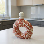 Talavera Brown & White Heart Decanter | Hand-Painted Ceramic Art