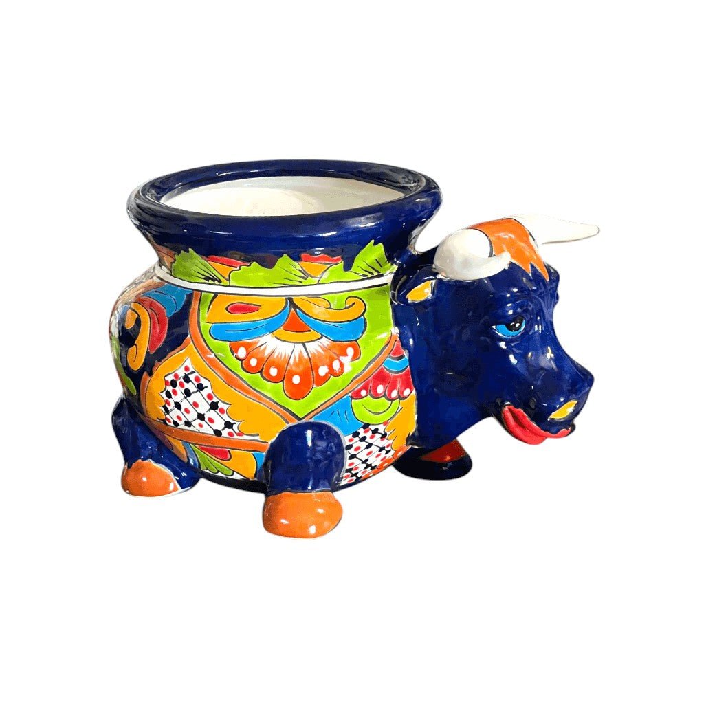 Talavera Bull Planter | Vibrant Mexican Ceramic Pottery Talavera Planter La Vie Bien Talavera Bull Planter | Vibrant Mexican Ceramic Pottery