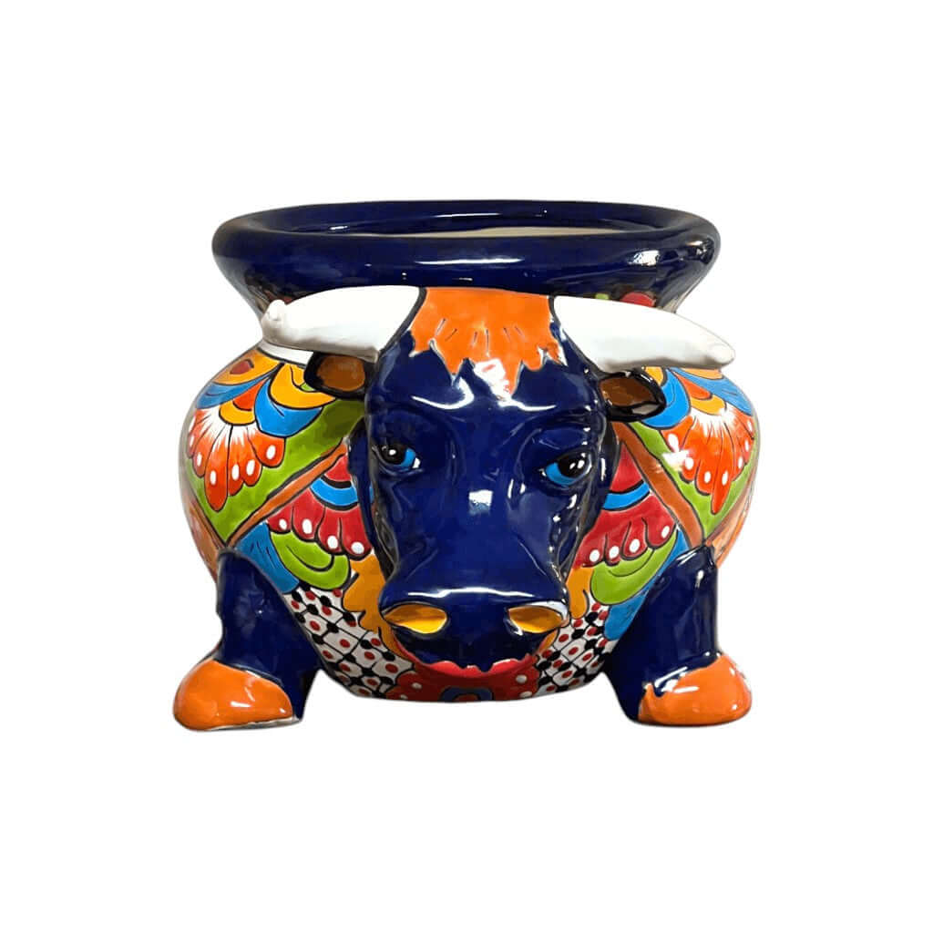 Talavera Bull Planter | Vibrant Mexican Ceramic Pottery
