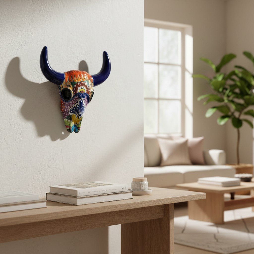Talavera Bull Skull Wall Decor | Colorful Handcrafted Longhorn Art Talavera Wall Art La Vie Bien Talavera Bull Skull Wall Decor | Colorful Handcrafted Longhorn Art