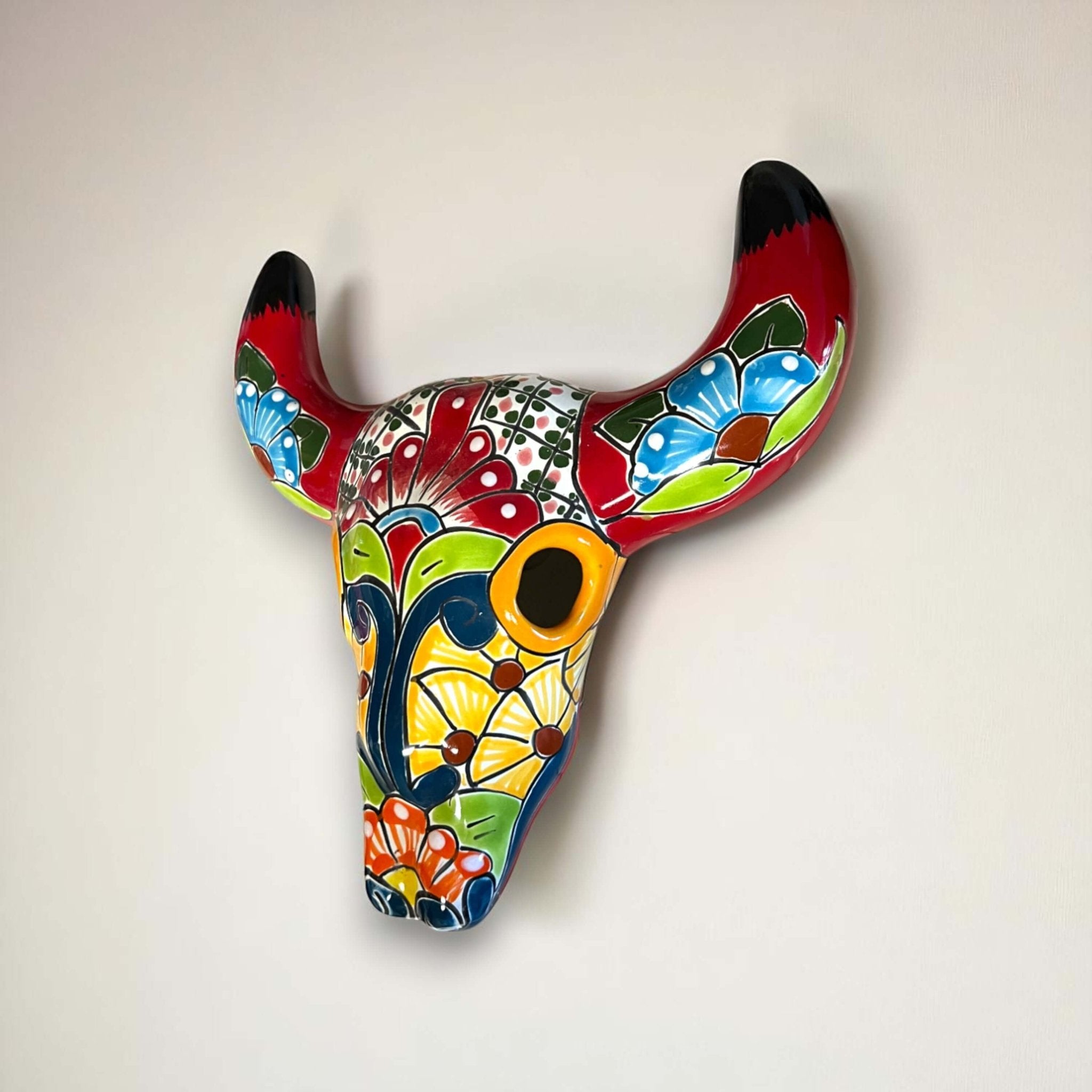 Talavera Bull Skull Wall Decor | Colorful Handcrafted Longhorn Art Talavera Wall Art La Vie Bien Talavera Bull Skull Wall Decor | Colorful Handcrafted Longhorn Art