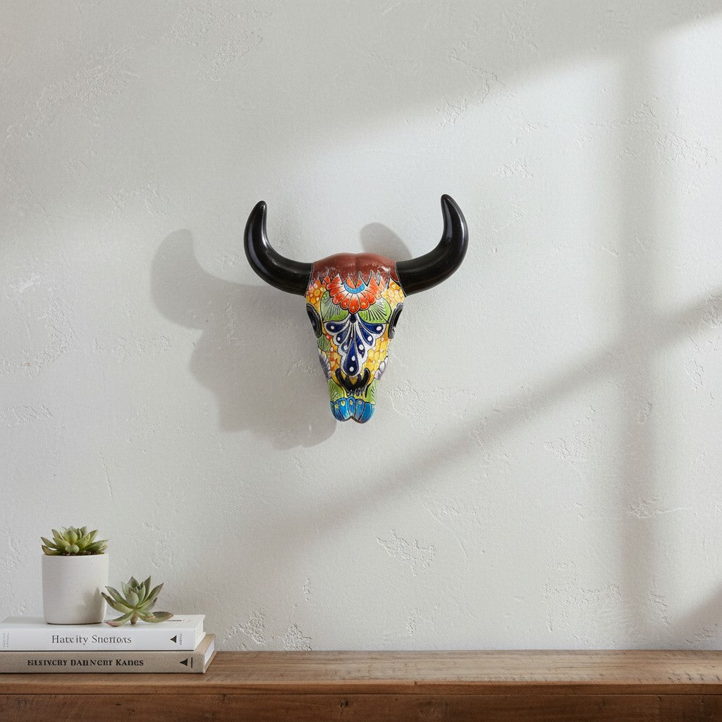 Talavera Bull Skull Wall Decor | Colorful Handcrafted Longhorn Art Talavera Wall Art La Vie Bien Talavera Bull Skull Wall Decor | Colorful Handcrafted Longhorn Art