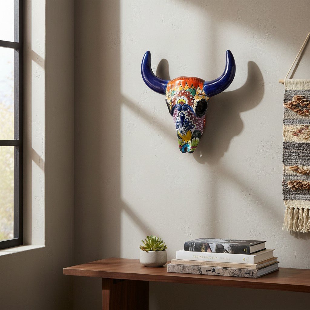 Talavera Bull Skull Wall Decor | Colorful Handcrafted Longhorn Art Talavera Wall Art La Vie Bien Talavera Bull Skull Wall Decor | Colorful Handcrafted Longhorn Art