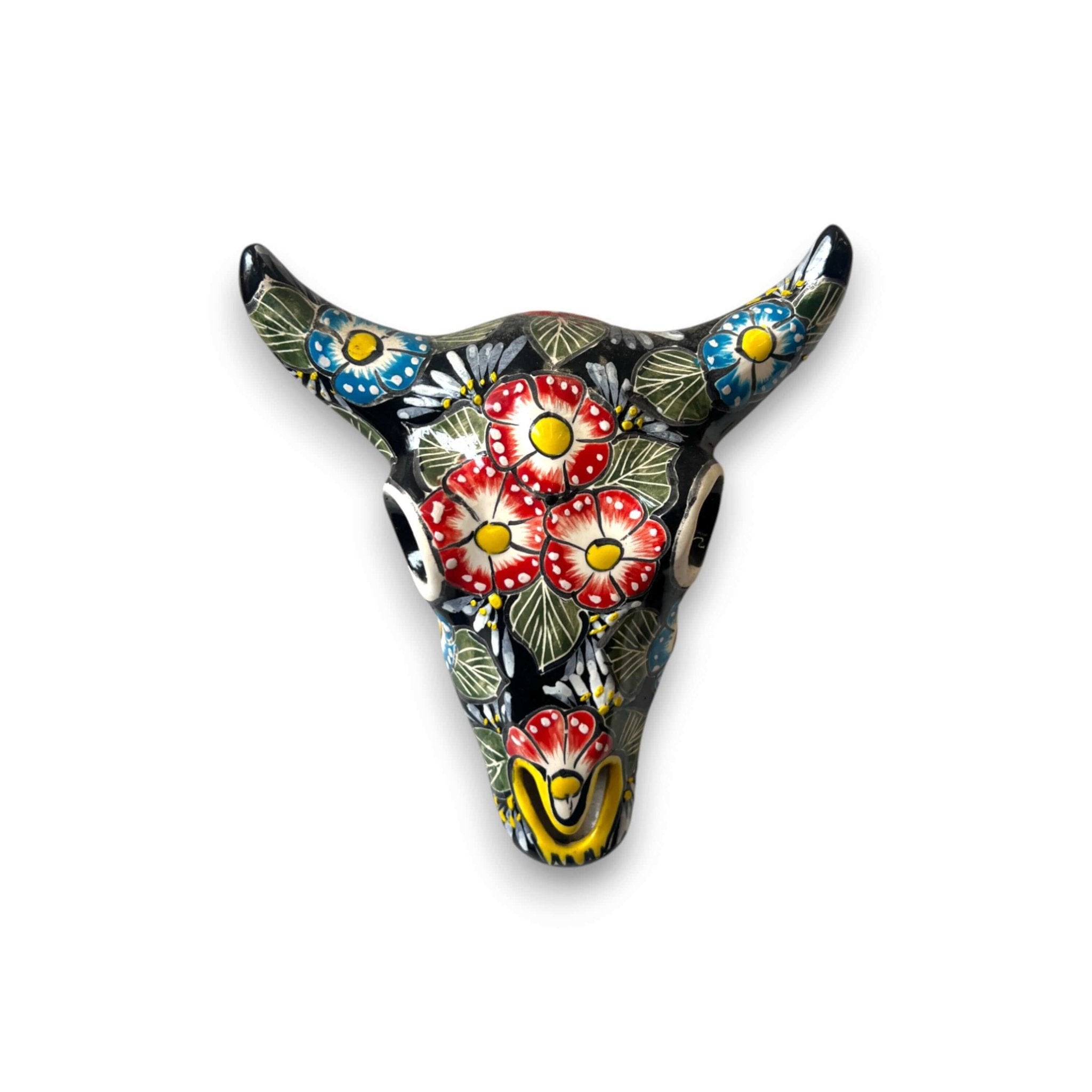 Talavera Bull Skull Wall Decor | Handmade Mexican Longhorn Art Talavera Wall Art La Vie Bien Talavera Bull Skull Wall Decor | Handmade Mexican Longhorn Art