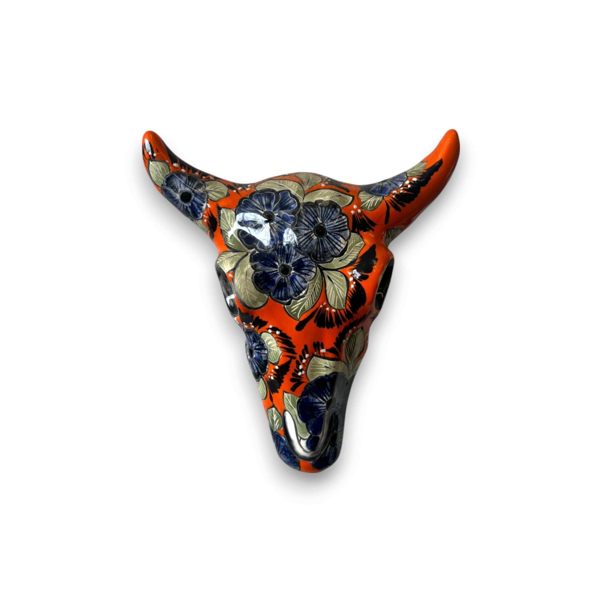 Talavera Bull Skull Wall Decor | Handmade Mexican Longhorn Art Talavera Wall Art La Vie Bien Talavera Bull Skull Wall Decor | Handmade Mexican Longhorn Art