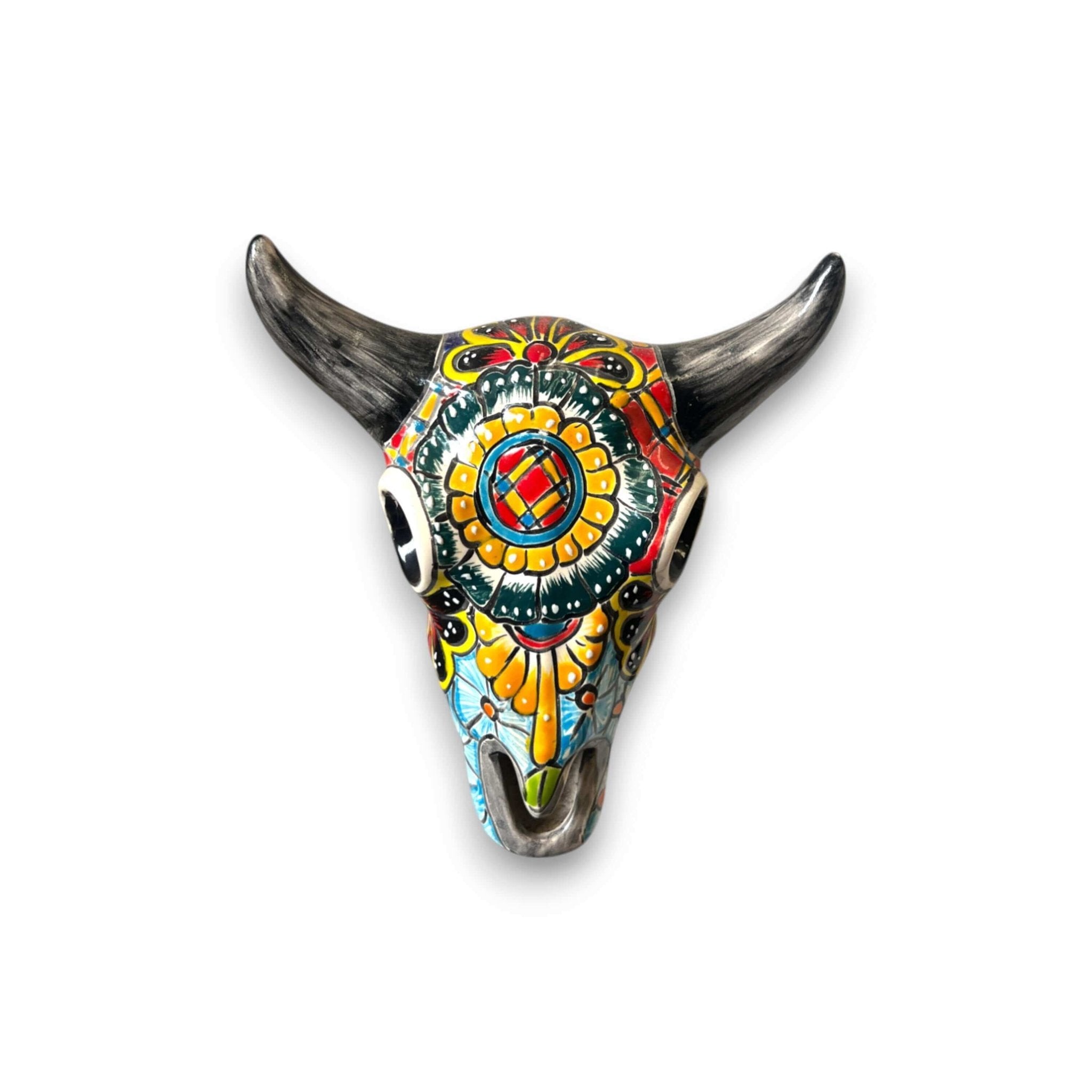 Talavera Bull Skull Wall Decor | Handmade Mexican Longhorn Art Talavera Wall Art La Vie Bien Talavera Bull Skull Wall Decor | Handmade Mexican Longhorn Art