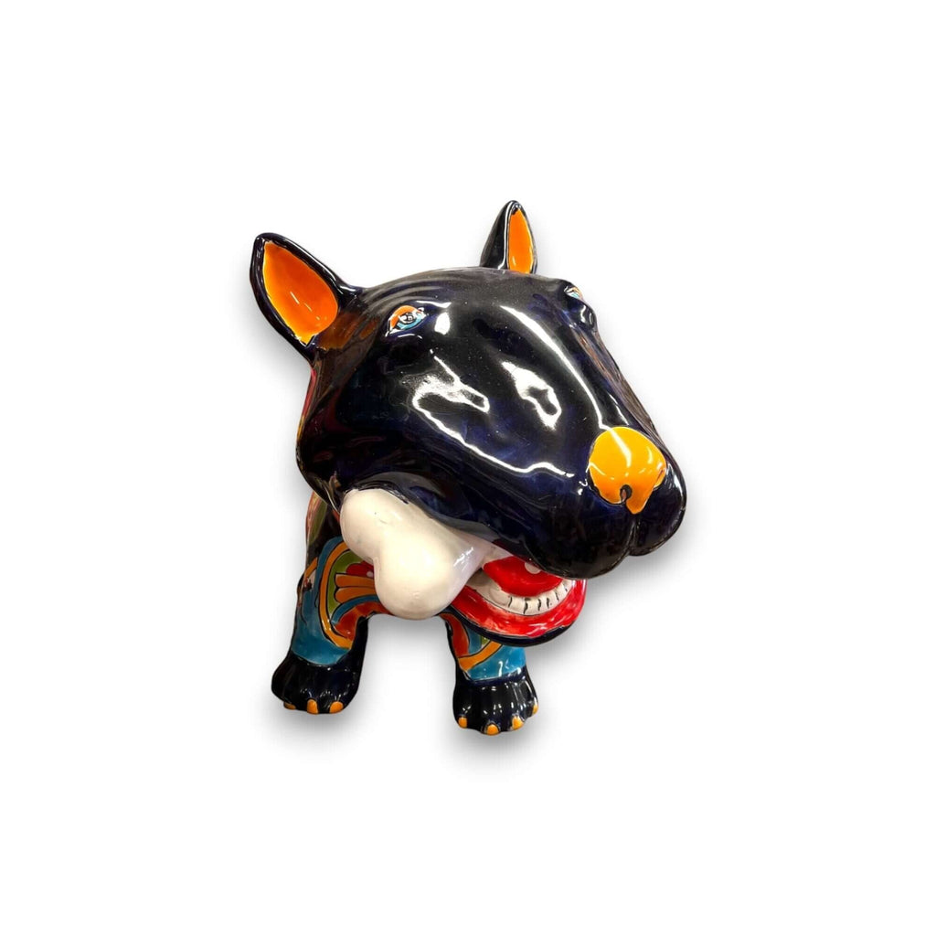 Talavera Bull Terrier Decor | Hand-painted Ceramic Dog with Bone (Extra Large) Talavera Statue La Vie Bien Talavera Bull Terrier Decor | Hand-painted Ceramic Dog with Bone (Extra Large)