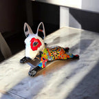 Talavera Bull Terrier Statue | Hand - Painted Colorful Dog Sculpture Talavera Statue La Vie Bien Talavera Bull Terrier Statue | Hand - Painted Colorful Dog Sculpture