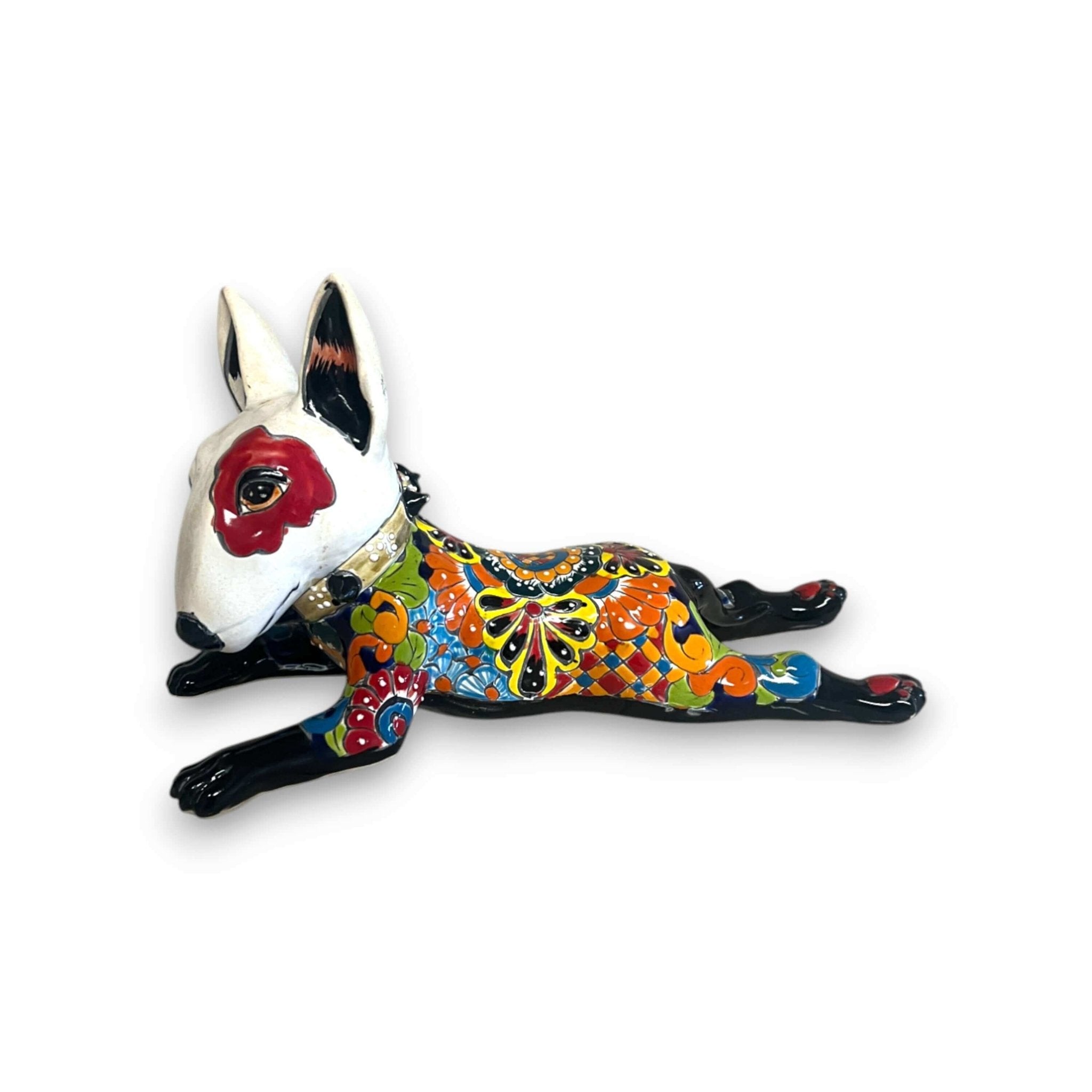 Talavera Bull Terrier Statue | Hand-Painted Colorful Dog Sculpture Talavera Statue La Vie Bien Talavera Bull Terrier Statue | Hand-Painted Colorful Dog Sculpture
