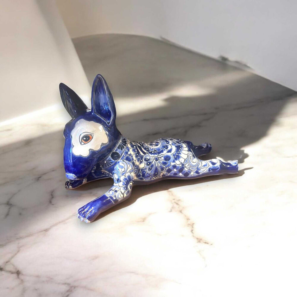 Talavera Bull Terrier Statue | Hand - Painted Colorful Dog Sculpture Talavera Statue La Vie Bien Talavera Bull Terrier Statue | Hand - Painted Colorful Dog Sculpture