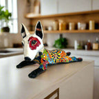 Talavera Bull Terrier Statue | Hand - Painted Colorful Dog Sculpture Talavera Statue La Vie Bien Talavera Bull Terrier Statue | Hand - Painted Colorful Dog Sculpture