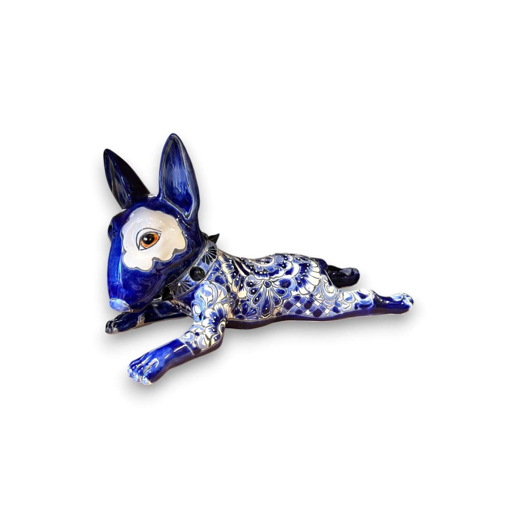 Talavera Bull Terrier Statue | Hand-Painted Colorful Dog Sculpture Talavera Statue La Vie Bien Talavera Bull Terrier Statue | Hand-Painted Colorful Dog Sculpture