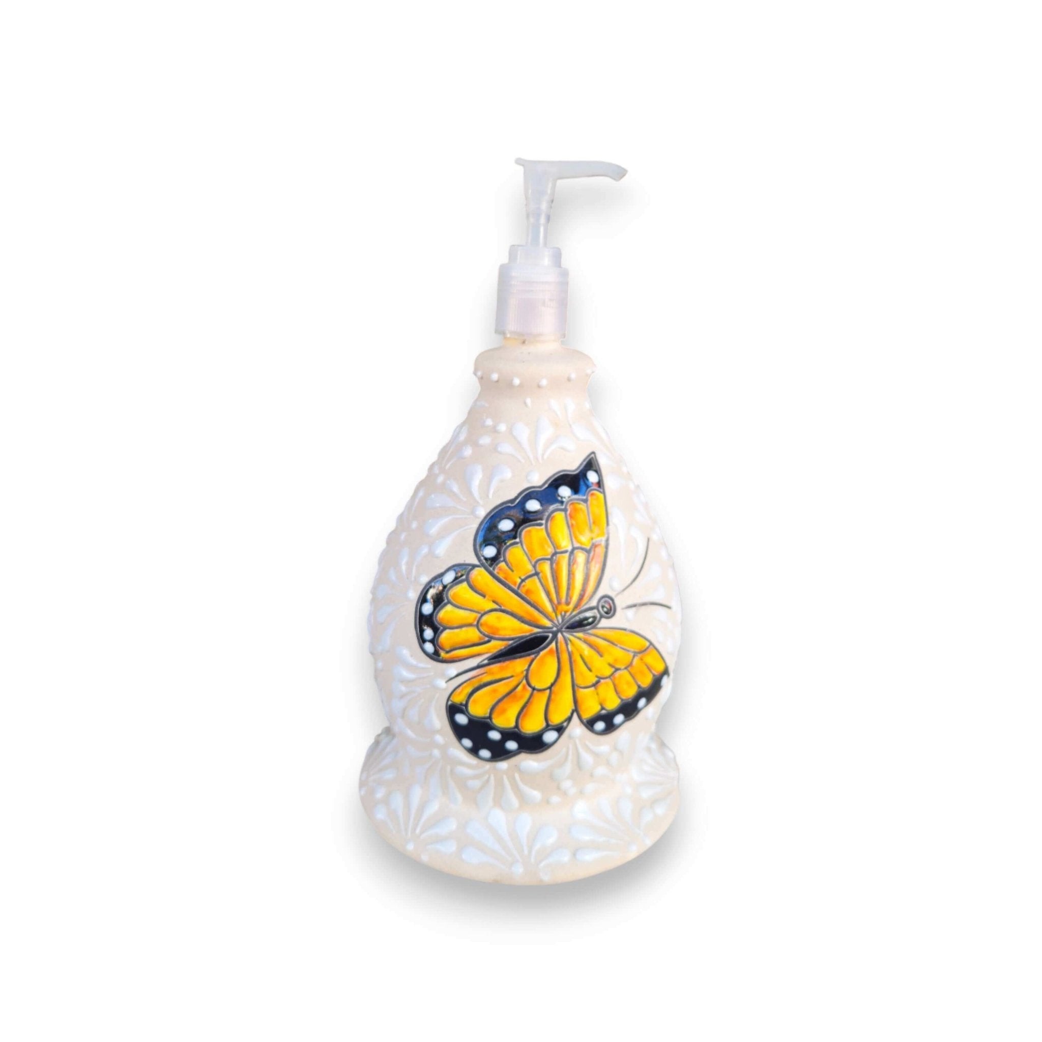 Talavera Butterfly Soap Dispenser | Hand-Painted Ceramic Talavera Soap Dispenser La Vie Bien Talavera Butterfly Soap Dispenser | Hand-Painted Ceramic