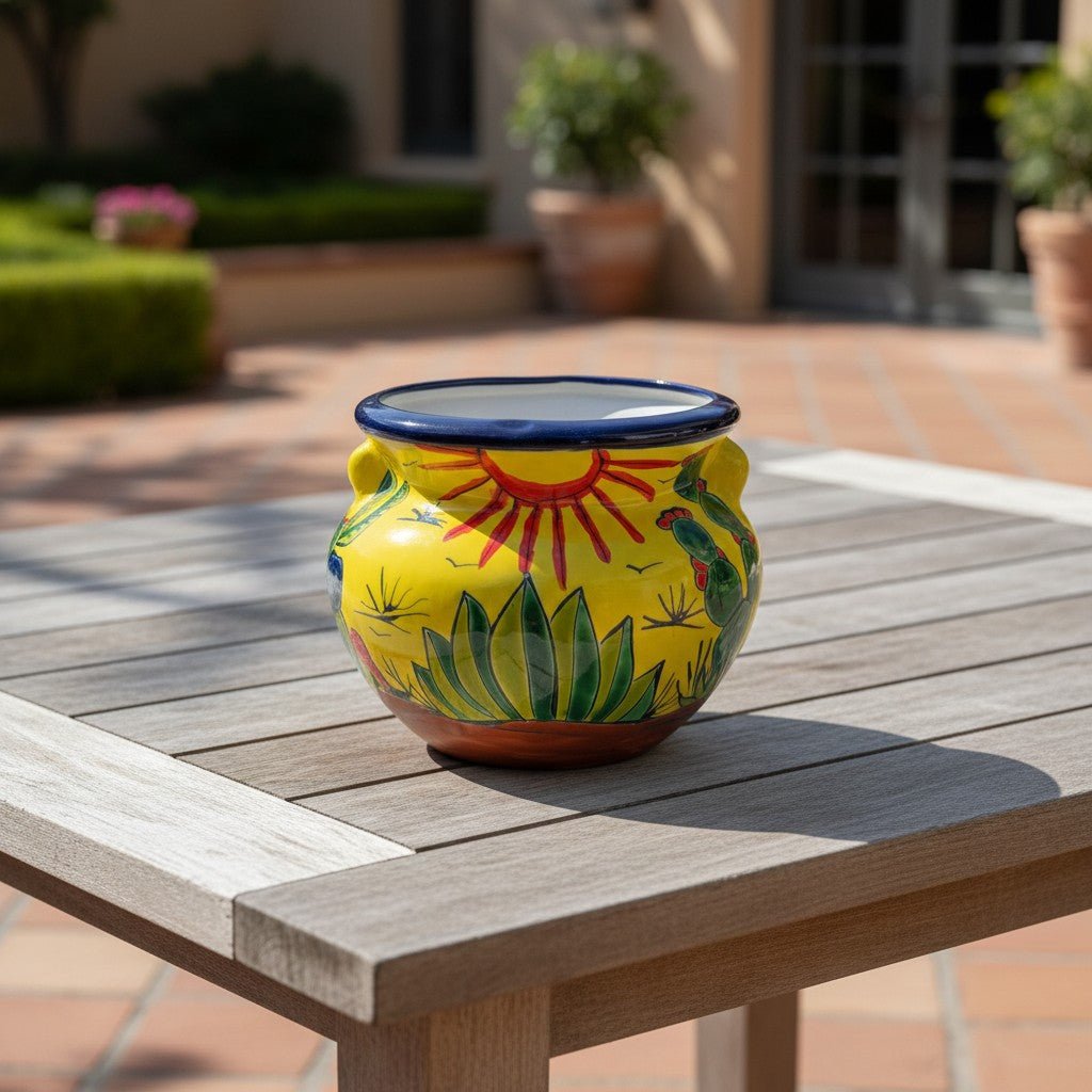 Talavera Cactus Planter | Yellow Desert Design Talavera Planter La Vie Bien Talavera Cactus Planter | Yellow Desert Design