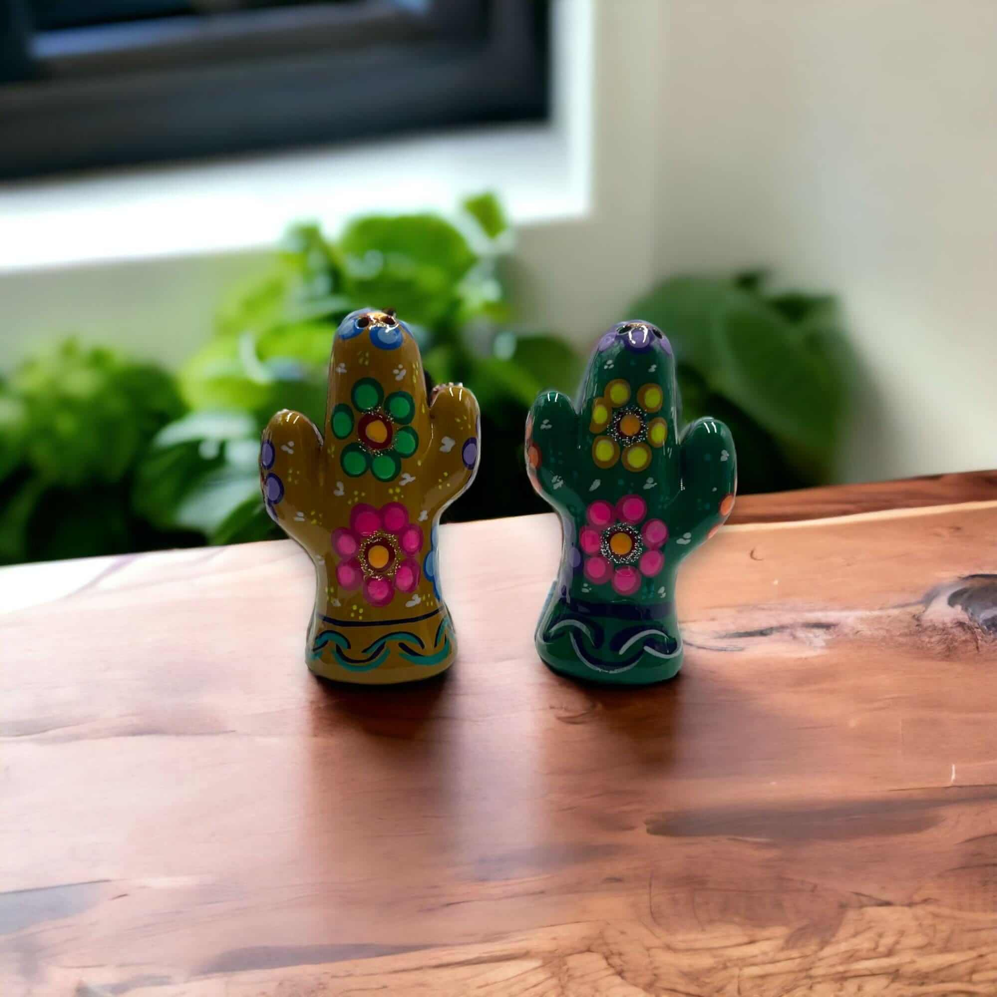 Talavera Cactus Salt & Pepper Set | Handmade Mexican Pottery Mexican Salt & Pepper Shakers La Vie Bien Talavera Cactus Salt & Pepper Set | Handmade Mexican Pottery